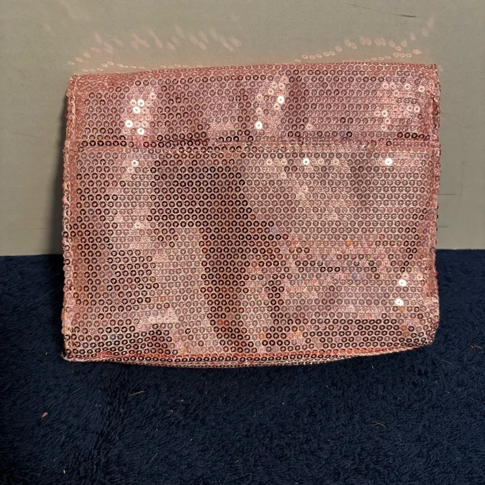 NEW Elizabeth Arden Makeup Bag Cosmetic Bag SEQUIN PINK Clutch HOCO PROM Bling